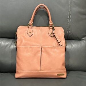 Pink Leather Tote Bag